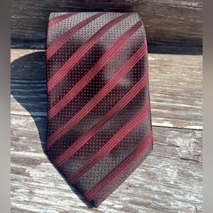 Steven Land necktie vintage formal men’s tie black red striped micro dot pattern